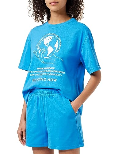 Beyond Now Damen Beyond Now Beate Gots T-shirt | Tshirt Damen in Blau | Herbst Bluse Damen | Größe Xl GOTS T-Shirt Westlich, Ibiza Blue, XL von Beyond Now