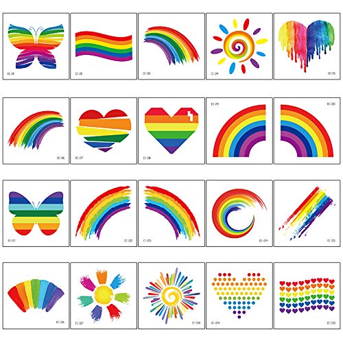 20 Bögen Regenbogen Tattoos für Partys und Make Up Spaß von Beyond