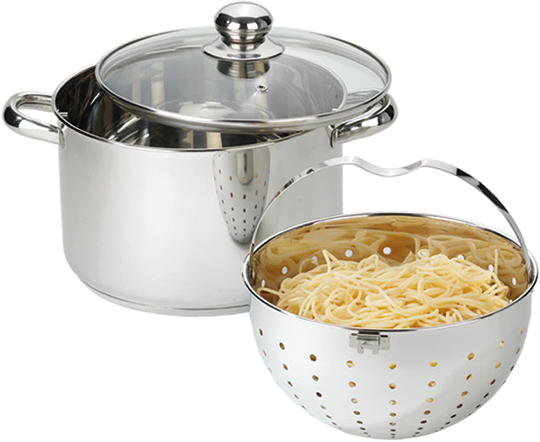 BEYOND Topf-Set Set, 1 Kochtopf mit Glasdeckel Ø 24 cm, 1 Siebeinsatz Ø 21,5 cm, 3 Stk. tlg. Edelstahl 18/8 von Beyond