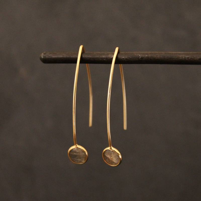 Edelstein Creolen, Labradorit Ohrringe, Gold Und Vermeil von BeyondBiasa