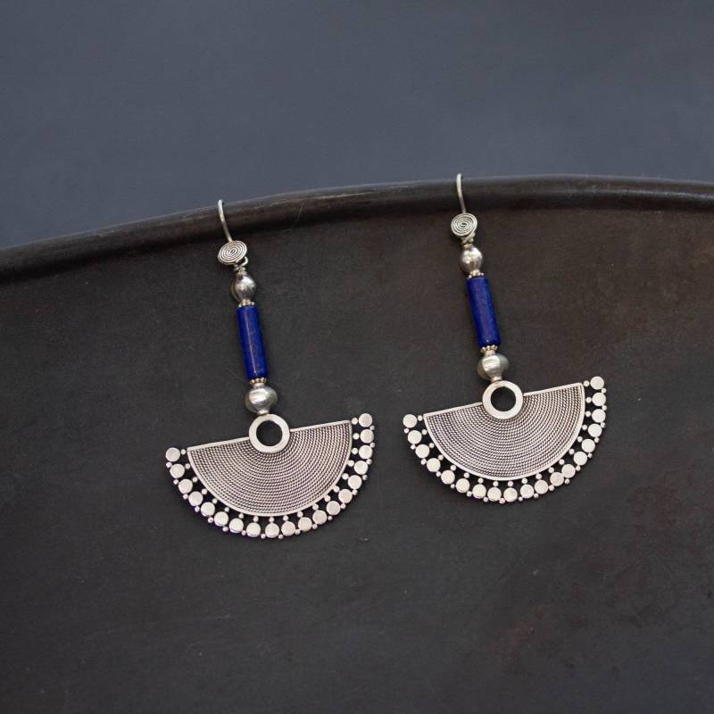 Lapis Und Silber Ohrringe, Fächer Lazuli Tropfen von BeyondBiasa