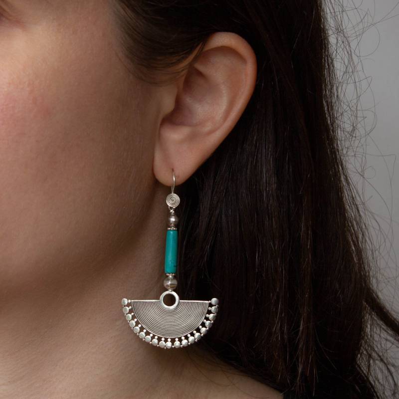 Türkis Und Silber Fächer Ohrringe von BeyondBiasa
