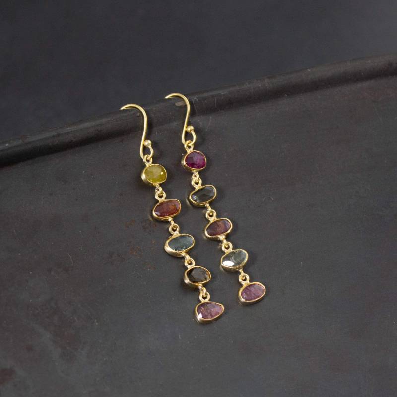 Turmalin Und Gold Ohrringe, Edelstein Ohrringe Oktober Geburtsstein, Vermeil Tropfen von BeyondBiasa