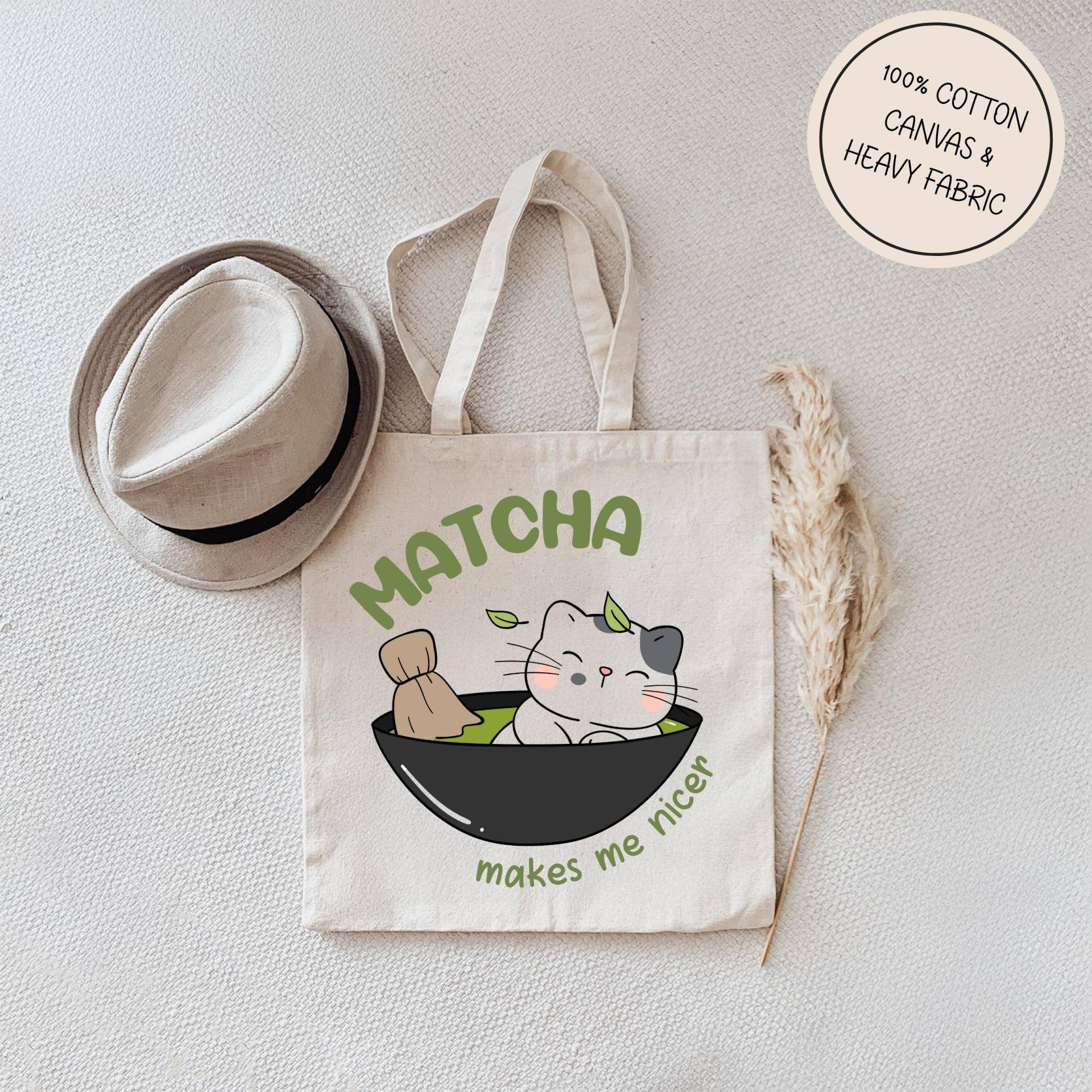Matcha Lover Gift, Club Tote Bag - Cute Aesthetic | Reusable Canvas For Tea Fans Coquette von BeyondDesignForYou
