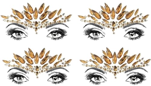 4 Stückt Gesicht Glitzerstein gold Gesicht Edelsteine Aufkleber Glitter Strasssteine Gesicht Make-Up B34 von BeyondTattoos