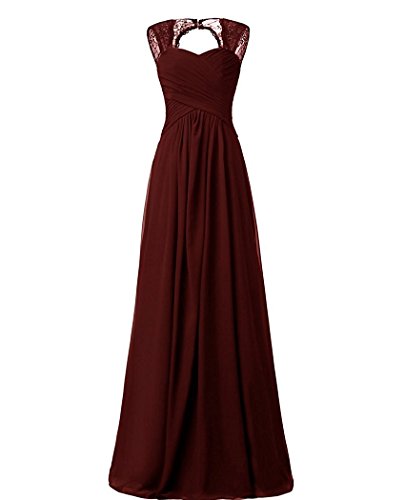 Beonddress Damen Chiffon Brautjungfernkleider Ballkleid Abendkleider lang Hochzeitskleid Cocktail Party(Burgund,38) von Beyonddress