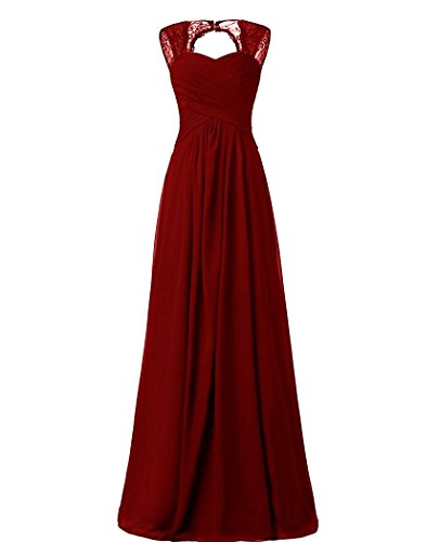 Beonddress Damen Chiffon Brautjungfernkleider Ballkleid Abendkleider lang Hochzeitskleid Cocktail Party(Dunkelrot,42) von Beyonddress