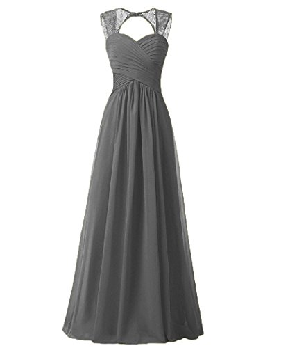 Beonddress Damen Chiffon Brautjungfernkleider Ballkleid Abendkleider lang Hochzeitskleid Cocktail Party(Grau,38) von Beyonddress