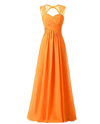 Beonddress Damen Chiffon Brautjungfernkleider Ballkleid Abendkleider lang Hochzeitskleid Cocktail Party(Orange,36) von Beyonddress
