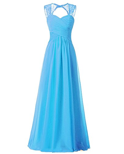 Beonddress Damen Chiffon Brautjungfernkleider Ballkleid Abendkleider lang Hochzeitskleid Cocktail Party(blau,44) von Beyonddress