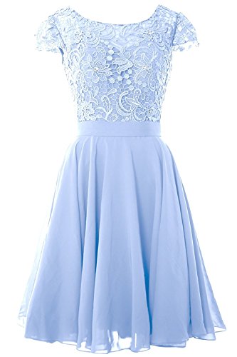 Beonddress Damen Spitze und Chiffon Brautjunfer Kleid Rüschen Kurz Abschlussball Abendkleid(Hellblau,34) von Beyonddress