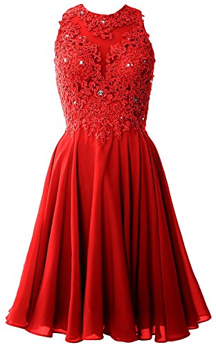 Beyonddress Damen Abendkleider Kurz Ballkleid Brautjungfernkleider Chiffon Cocktailkleid Partykleid(Rot,40) von Beyonddress