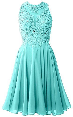 Beyonddress Damen Abendkleider Kurz Ballkleid Brautjungfernkleider Chiffon Cocktailkleid Partykleid(Türkis,36) von Beyonddress