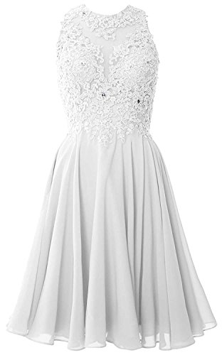 Beyonddress Damen Abendkleider Kurz Ballkleid Brautjungfernkleider Chiffon Cocktailkleid Partykleid(Weiß,44) von Beyonddress