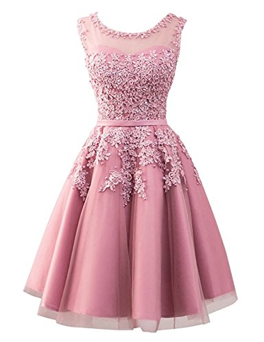 Beyonddress Damen Abendkleider mit Applikationen Elegant Ballkleid Brautjungfernkleider Kurz Partykleid (36, Erröten) von Beyonddress