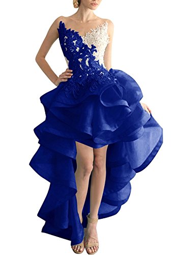 Beyonddress Damen Hi-Lo Abendkleider Asymmetrisch Ballkleid Organza Partykleid Heimkehr Kleider (Königsblau,38) von Beyonddress