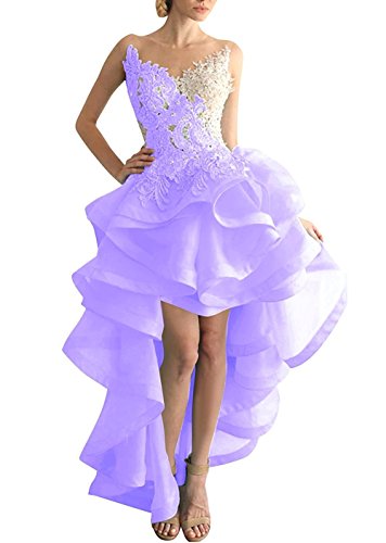 Beyonddress Damen Hi-Lo Abendkleider Asymmetrisch Ballkleid Organza Partykleid Heimkehr Kleider (Lila,36) von Beyonddress