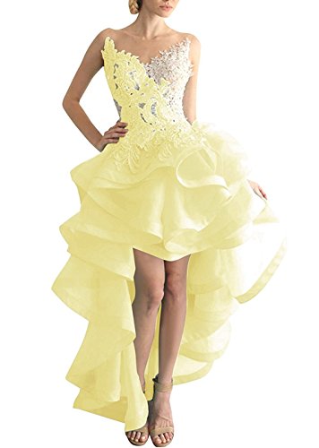 Beyonddress Damen Hi-Lo Abendkleider Asymmetrisch Ballkleid Organza Partykleid Heimkehr Kleider (Narzisse,36) von Beyonddress