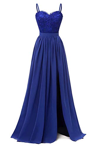 Beyonddress Damen Schatzhals Brautjungfernkleider Abendkleider Spitze Chiffon Ballkleid Elegant für Hochzeit Lang (Königsblau,48) von Beyonddress