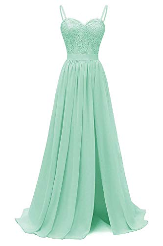 Beyonddress Damen Schatzhals Brautjungfernkleider Abendkleider Spitze Chiffon Ballkleid Elegant für Hochzeit Lang (Minze,34) von Beyonddress