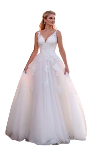 Beyonddress Damen Strand Chiffon Brautkleider Hochzeitskleid V-Ausschnitt Brautmode Brautkleider für Braut von Beyonddress