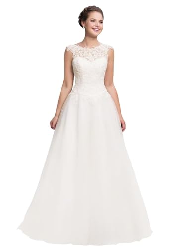 Beyonddress Damen Strand Tüll Brautkleider Hochzeitskleid Elegant Lang Spitze Applique Brautmode Brautkleider für Braut von Beyonddress