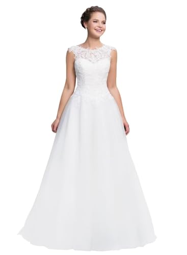 Beyonddress Damen Strand Tüll Brautkleider Hochzeitskleid Elegant Lang Spitze Applique Brautmode Brautkleider für Braut von Beyonddress