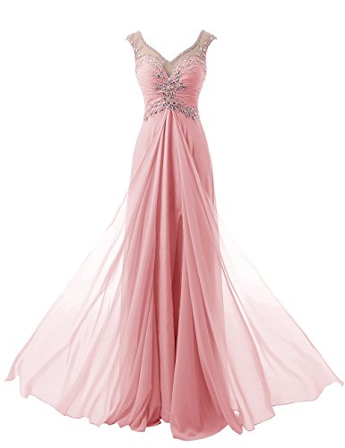 Beyonddress Damen V-Ausschnitt Lang Chiffon Empire Abendkleid Ballkleid Cocktail Partykleid(Blush,50) von Beyonddress