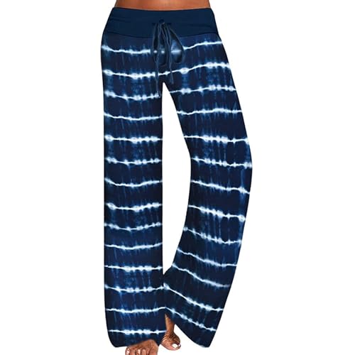 Pyjamahose Damen Lang Schlafanzughose Jogginghose Yoga Hose Schlafanzug Freizeithose Weites Bein Stretch Strandhose Pyjama Hosen von Beyooola