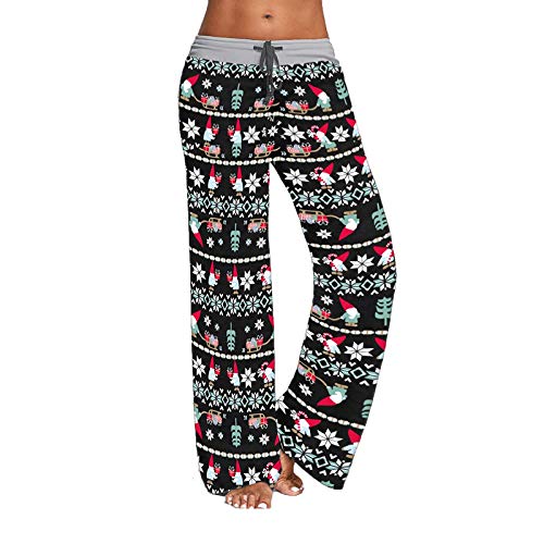 Pyjamahose Damen Lang Schlafanzughose Jogginghose Yoga Hose Schlafanzug Freizeithose Weites Bein Stretch Strandhose Pyjama Hosen von Beyooola