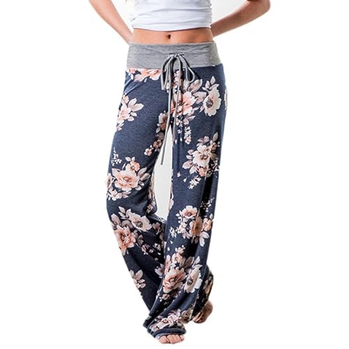 Pyjamahose Damen Lang Schlafanzughose Jogginghose Yoga Hose Schlafanzug Freizeithose Weites Bein Stretch Strandhose Pyjama Hosen von Beyooola