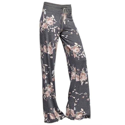 Pyjamahose Damen Lang Schlafanzughose Jogginghose Yoga Hose Schlafanzug Freizeithose Weites Bein Stretch Strandhose Pyjama Hosen von Beyooola