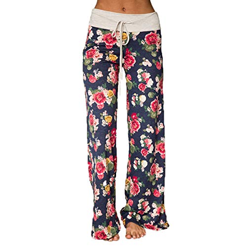 Pyjamahose Damen Lang Schlafanzughose Jogginghose Yoga Hose Schlafanzug Freizeithose Weites Bein Stretch Strandhose Pyjama Hosen von Beyooola