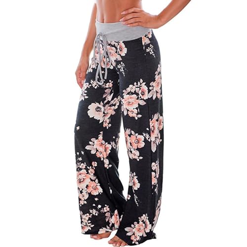 Pyjamahose Damen Lang Schlafanzughose Jogginghose Yoga Hose Schlafanzug Freizeithose Weites Bein Stretch Strandhose Pyjama Hosen von Beyooola