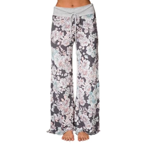 Pyjamahose Damen Lang Schlafanzughose Jogginghose Yoga Hose Schlafanzug Freizeithose Weites Bein Stretch Strandhose Pyjama Hosen von Beyooola