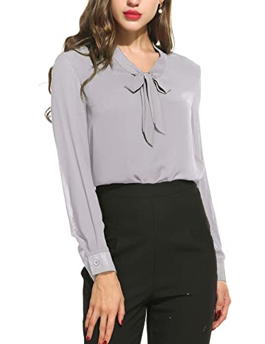 Beyove Bluse Damen Business Schluppenshirt T-Shirt mit Schleife V-Ausschnitt Elegant Bluse Hemd Oberteil XXL Grau Beyove Bluse Damen Business Schluppenshirt T-Shirt mit Schleife V-Ausschnitt Elegant Bluse Hemd Oberteil XXL Grau von Beyove