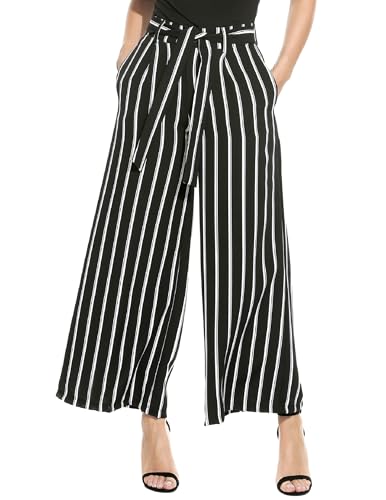 Beyove Female Hose Lässige Locker Gerade Passform Anzughosen Sommer 7/8 Lange Gestreifte Palazzo Hose Hohe Taille Freizeithosen mit Taschen Schwarz Weiß Gestreifte XXL Beyove Female Hose Lässige Locker Gerade Passform Anzughosen Sommer 7/8 Lange Gestreifte Palazzo Hose Hohe Taille Freizeithosen mit Taschen Schwarz Weiß Gestreifte XXL von Beyove