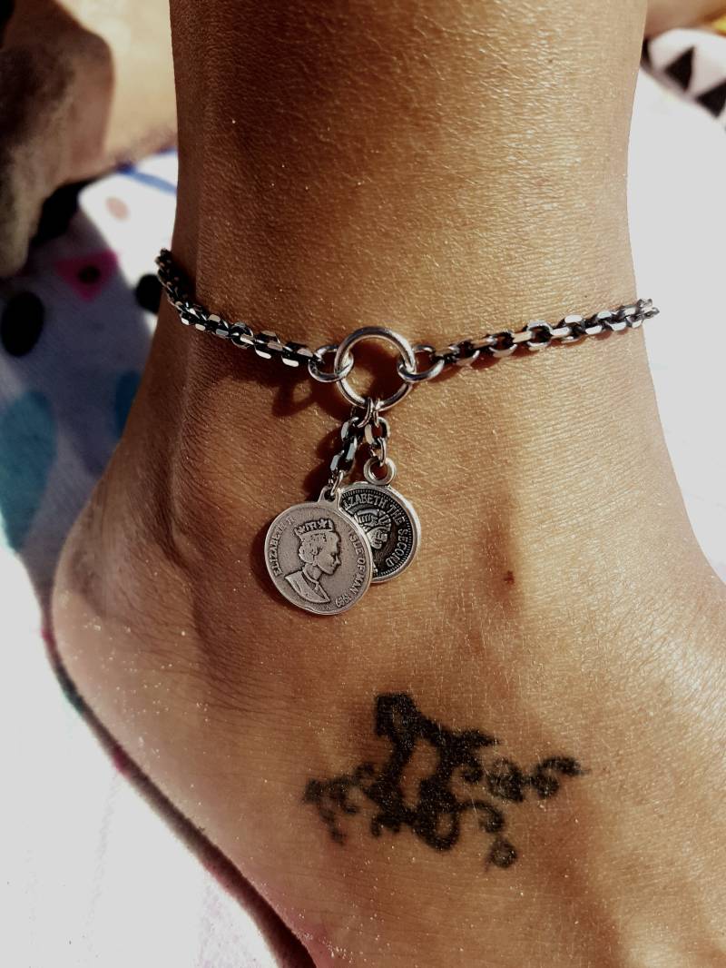 Geschwärztes Sterling Silber Fußkettchen Boho Strandschmuck von BezalelDesignShop