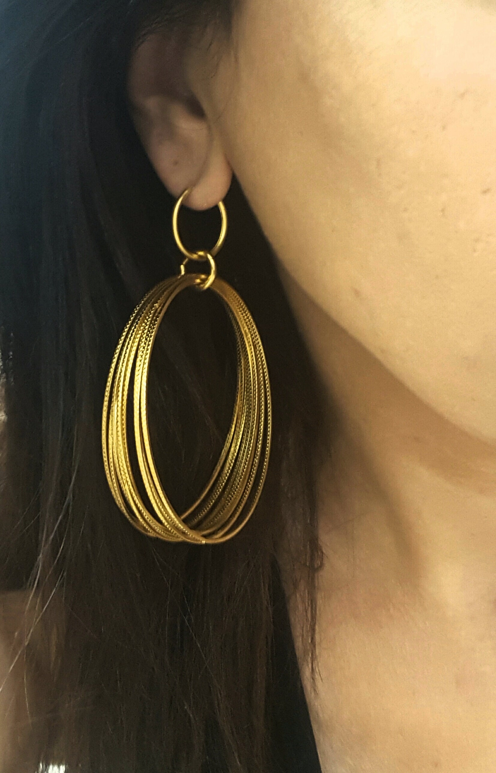 statement Große Creolen - Chunky Gold Baumeln Großen Ohrring von BezalelDesignShop