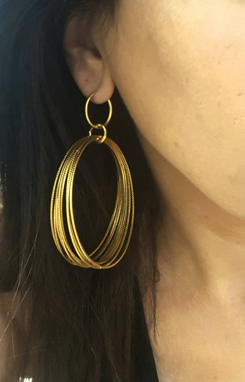 statement Große Creolen - Chunky Gold Baumeln Großen Ohrring von BezalelDesignShop