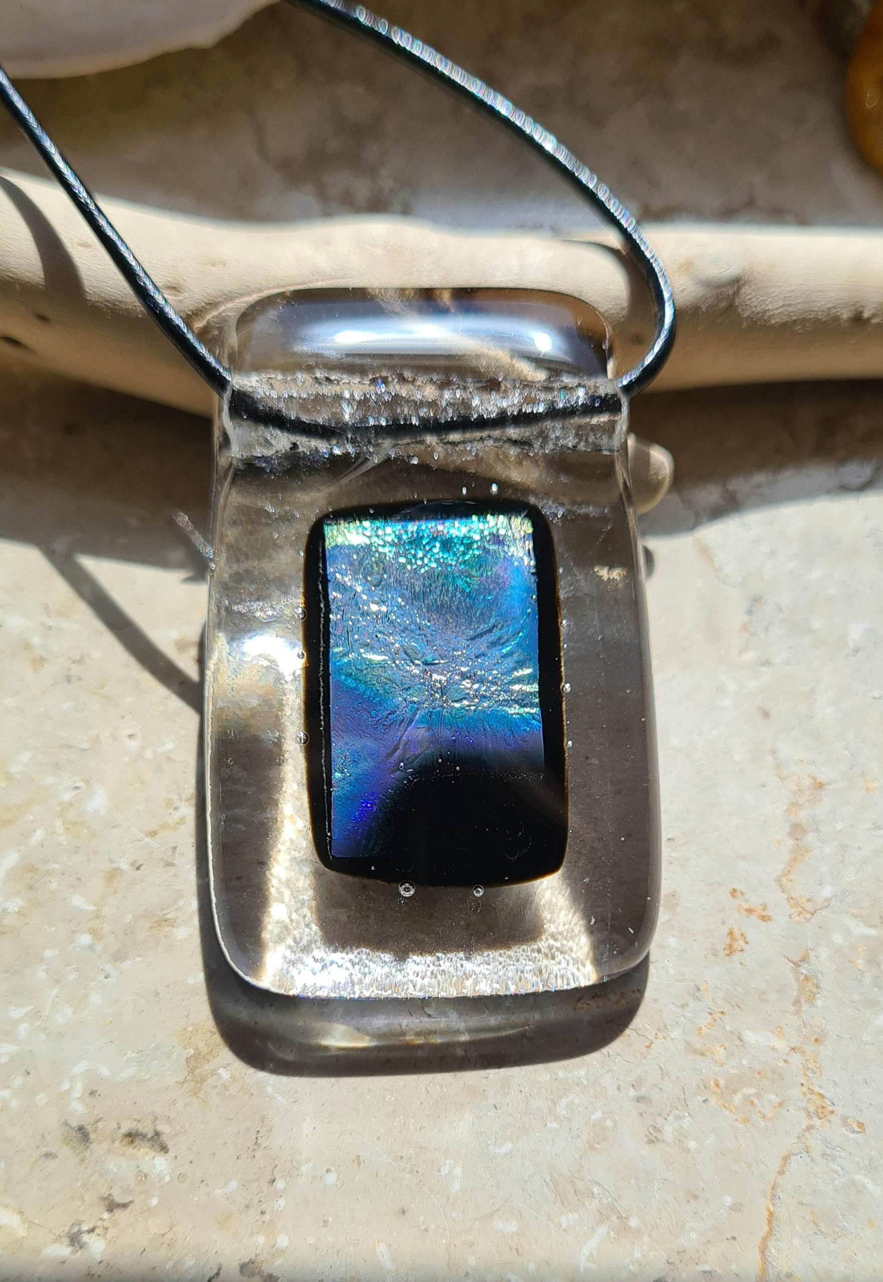 Glasschmuck...anhänger Mit Lederband...dichroic Glas...modeschmuck...geschenkidee von BezauberndesGlas