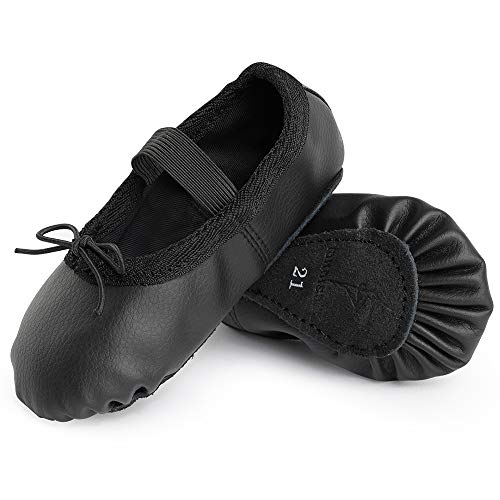 Bezioner Ballettschuhe aus Leder Ballettschläppchen Tanzschuhe Gymnastikschuh mit Ganze Ledersohle für Kinder Damen Schwarz 23 von Bezioner