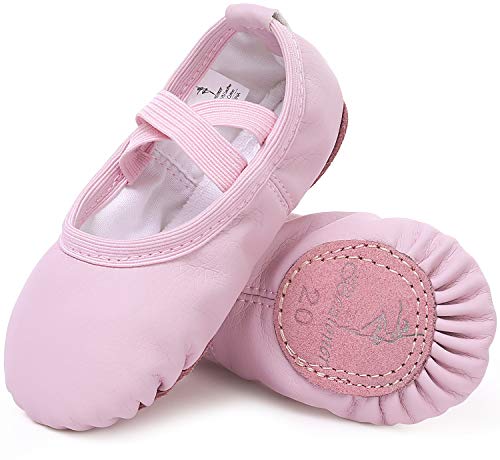 Ballettschuhe aus Leder Ballettschläppchen Tanzschuhe Gymnastikschuh mit Geteilte Ledersohle für Kinder Damen Rosa 20 von Bezioner