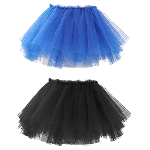 Bezioner 2 PCS Tüllrock Damen,Tütü Rock Damen 5 Lagig Festival Outfit Frauen Party Halloween Kostüme Ballettkleidung Tanzrock Marineblau+Schwarz von Bezioner