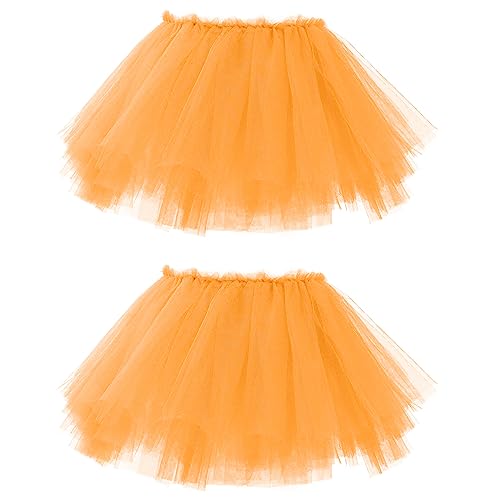 Bezioner 2 PCS Tüllrock Damen,Tütü Rock Damen 5 Lagig Festival Outfit Frauen Party Halloween Kostüme Ballettkleidung Tanzrock Orange von Bezioner