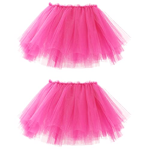 Bezioner 2 PCS Tüllrock Damen,Tütü Rock Damen 5 Lagig Festival Outfit Frauen Party Halloween Kostüme Ballettkleidung Tanzrock Rose von Bezioner