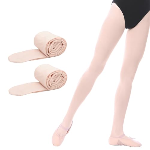 Bezioner 2 Paar Kinder Ballett Strumpfhose Tanzstrumpfhose mit Fuss fur Kinder und Damen, Apricot, 2 Paar ,S von Bezioner