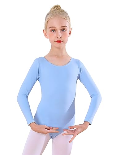 Bezioner Ballettkleidung Mädchen, Kinder Ballett Trikot Ballettanzug Lange Ärmel TanzBody for 3-12 Jahre Blau 120 von Bezioner