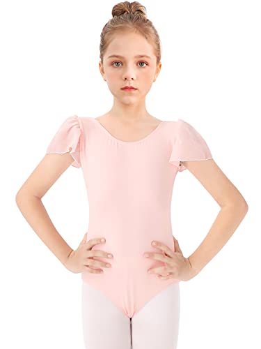 Bezioner Ballettkleidung Mädchen, Kinder Ballett Trikot Ballettanzug Puffärmel TanzBody for 3-12 Jahre Rosa 100 von Bezioner