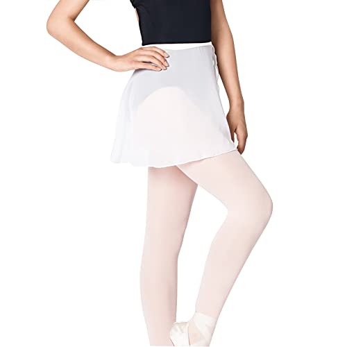 Bezioner Ballettrock Wickelrock Tanz Rock aus Chiffon Mit Taille Krawatte für Mädchen und Damen Weiß L von Bezioner